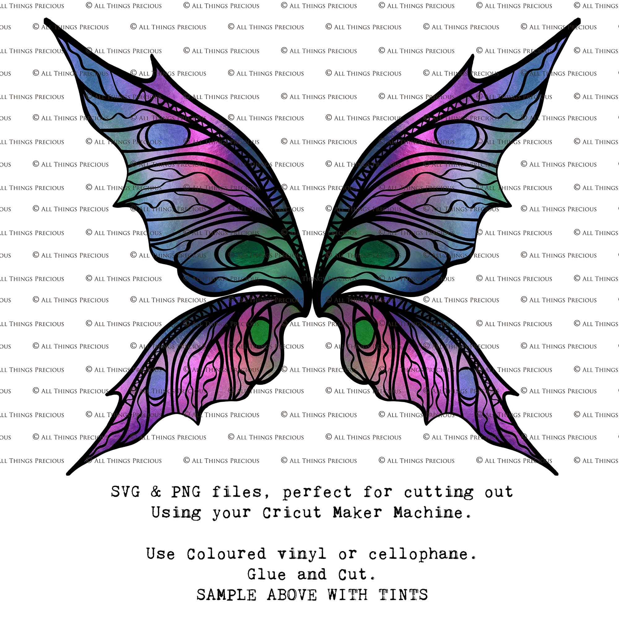 SVG & PNG Fairy Wing files for Cricut or Silhouette Cameo Cutting Machine. To create wearable fairy wings, in adult or children sizes.  Use this clipart design for Halloween Costumes, Fantasy or Cosplay or photography. These are Individual Wing Pieces, for you to cut and assemble. This is a digital product.
